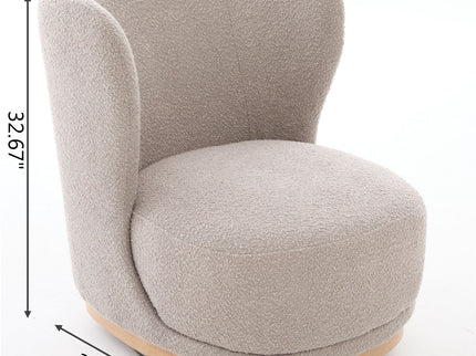 Curved Back Swivel Lounge Chair With Rotating Base For Home - Gray
