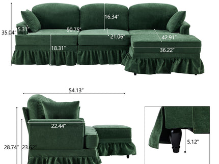 Cloud Sofa With Removable Ruffled Skirt With Ottoman And Flared Arms