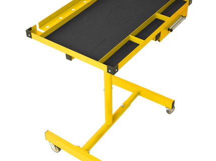 Adjustable Tear Down Work Table With Drawer For Garages, Repair Shops, And Diy, Portable, (4) 2.5" Swivel Casters, 220 Pound Capacity, Rubber Corners, Heavy Duty Steel