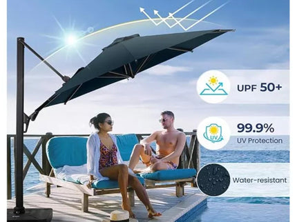 Round Cantilever Patio Umbrella With 360 Rotation & Infinite Tilt Adjustment