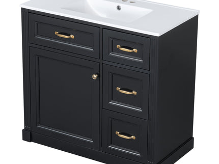 Modern Bathroom Vanity With Sink, 4 Drawers, Soft-Close Door, Adjustable Shelf