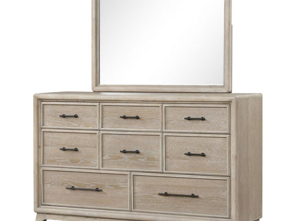 8 Drawers Dresser With Mirror, Bedroom Furniture - Oak