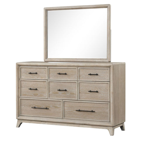 8 Drawers Dresser With Mirror, Bedroom Furniture - Oak