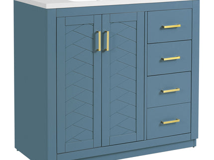 Bathroom Vanity With Sink, Storage Cabinet, Freestanding Set With 3 Drawers & Soft Closing Doors - Indigo