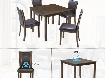 5 Piece Dining Table Set With Chairs - Dark Walnut