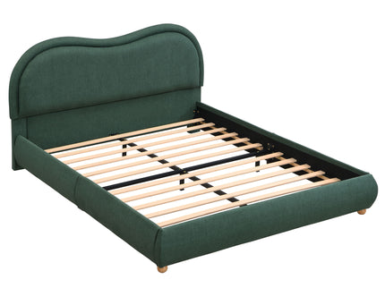 Upholstered Platform Bed Frame With Curved Headboard