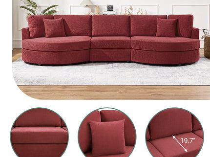 Modern 3 Seater Upholstered Sofa With Curved Design