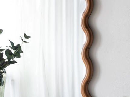 Wood Mirror With Unique Frame - Brown