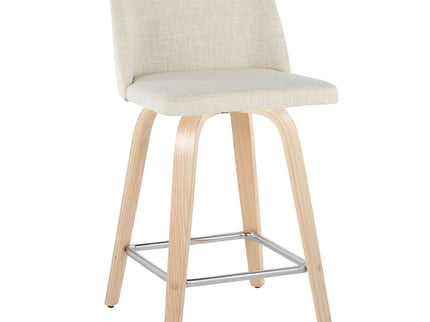 Toriano - Contemporary Fixed Height Counter Stool Swivel With Square Footrest (Set of 2)