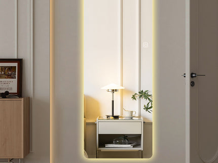Wall Mounted Full Body Mirror With Dimming Lights Glass - Silver