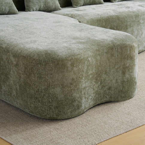 Modular L-Shape Sectional Sofa With Curved Chaise