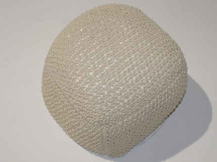 Semi Rounded Pouf, Cable Knitted, Perfect Seating