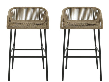 La Push - Outdoor Rope Barstool (Set of 2) - Black / Brown
