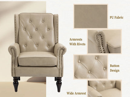 Modern Accent Armchair With Sturdy Wood Legs