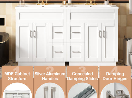 Bathroom Vanity With 2 Doors, 2 Drawers, Adjustable Shelf, Hidden Slides & Soft Close Hinges