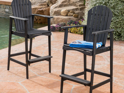 Outdoor Acacia Wood Adirondack Barstools (Set of 2)