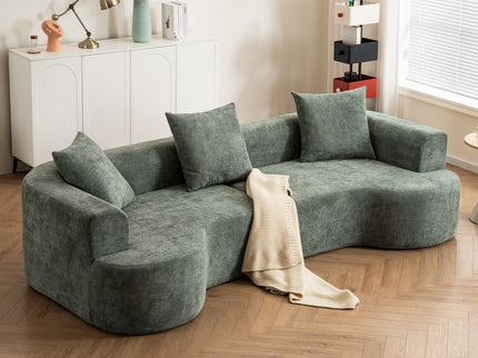 Modern Style Ultra Smooth Curved Sofa With 3 Pillows