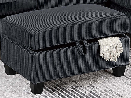 Contemporary Sectional Set With Right Arm Chaise, Left Arm Sofa With USB Port, Storage Ottoman
