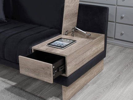 Memphis - Reversible Sectional Sofa Ottoman With Storage Compartment, Drawer, USB ports, Charging Outlets