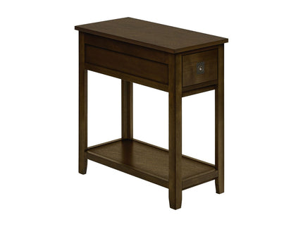 Accent End Table, 2 Tier, Narrow, Lamp, Storage Drawer, Charming Design
