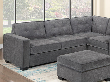 Sectional Set With Reversible Loveseat, USB Console, Corner Wedge & Ottoman