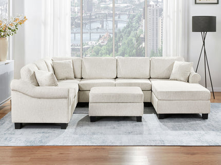 Contemporary U - Shaped Sectional Sofa With Movable Storage Ottoman