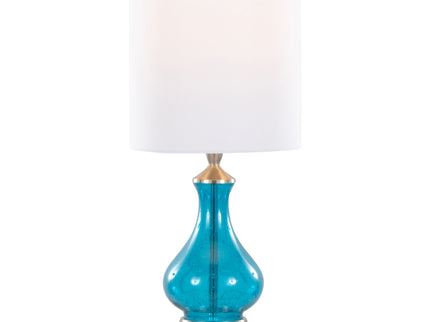 Jasmine - Contemporary Lamp - Clear Sapphire Blue Seeded / Nickel / White