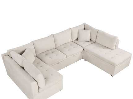 Oversized Sectional Sofa U-Shaped Sofa Couch Pull-Out Sofa Bed With Two Throw Pillows For Living Room