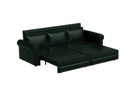 3 In 1 Convertible Sleeper Sofa With Nailhead Trim & Rolled Arm