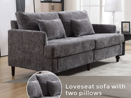 Mid Century Modern Fabric Loveseat Sofa, 2 Seat Upholstered Couch