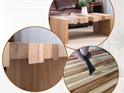 Modern Rustic Table With Sculpted Block Design