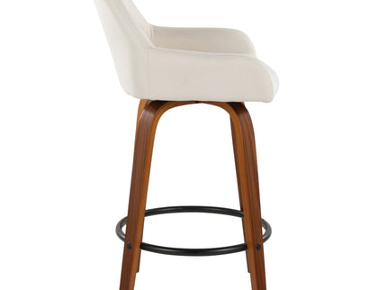 Daniella - Contemporary Fixed Height Counter Stool With Swivel With Round Footrest (Set of 2)
