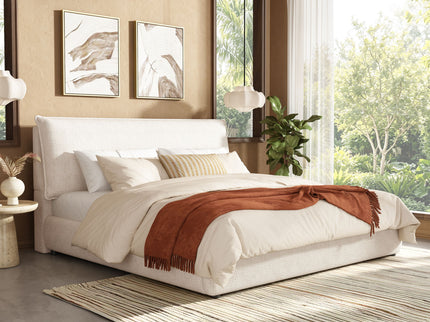 Upholstered Platform Bed Frame With Oversized Plush Pillow Headboard