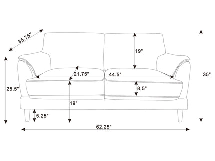 Dania - Upholstered Crescent Loveseat With Curved Tufted Arms - Rust