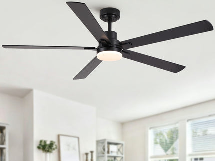Ceiling Fan With Lights And Remot With Quiet DC Motor, 6 Speeds, Reversible Blades - Black