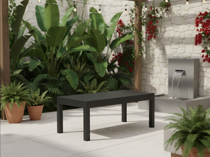 All Weather Slatted Outdoor Coffee Table For Garden - Black