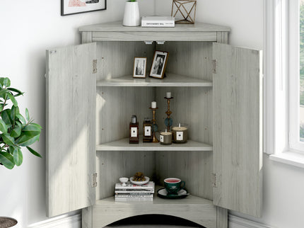 Triangle Bathroom Storage Cabinet With Adjustable Shelves, Freestanding Floor Cabinet For Home Kitchen
