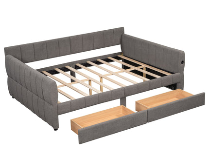 Upholstered Platform Bed With USB Charging