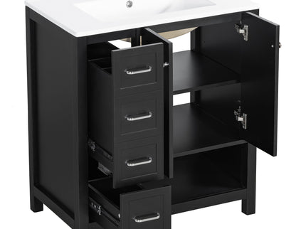 Bathroom Vanity With Sink Top, Bathroom Vanity Cabinet With 2 Doors And 2 Drawers, Open Shelf