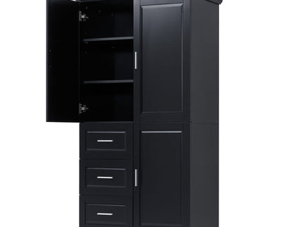 Tall And Wide Storage Cabinet With Doors, 3 Drawers