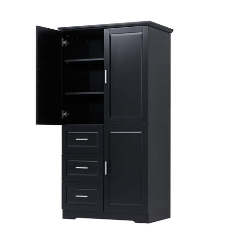 Tall And Wide Storage Cabinet With Doors, 3 Drawers