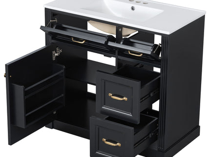 Modern Bathroom Vanity With Sink, 4 Drawers, Soft-Close Door, Adjustable Shelf