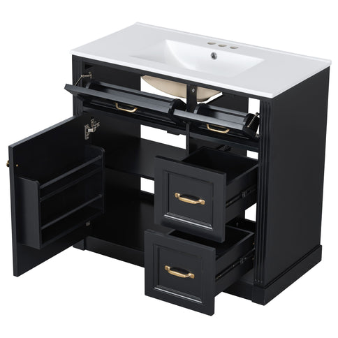 Modern Bathroom Vanity With Sink, 4 Drawers, Soft-Close Door, Adjustable Shelf