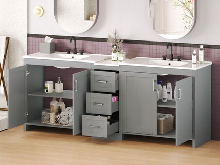 Double Sink Bathroom Vanity With Quartz Countertop