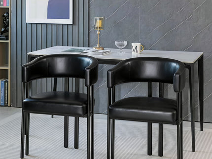 Modern Dining Upholstered Barrel Chair With Curved Back And Armrests