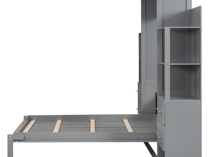 Murphy Wall Bed With LED Lights, Shelves And Drawers