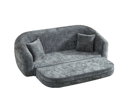 Curved Convertible Sofa, 2 In 1 Fold Out Bed With Pull Out Base And Deep Seat