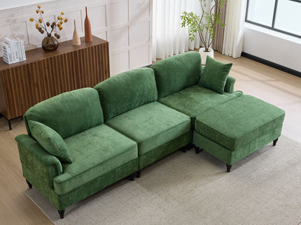 Cloud Sofa With Removable Ruffled Skirt With Ottoman And Flared Arms