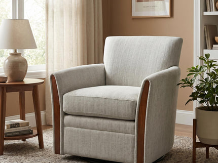 Swivel Accent 360° Rotating Armchair With Turntable Base For Living Room - Cream Beige