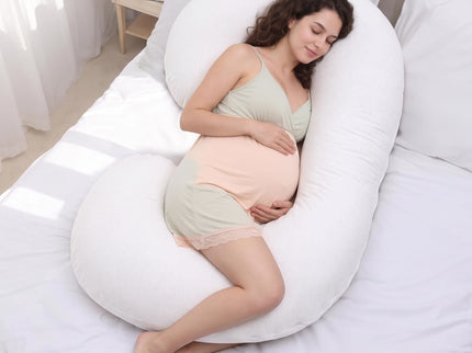 C - Shape Pregnancy Body Pillow With Soft Cover For Back - White